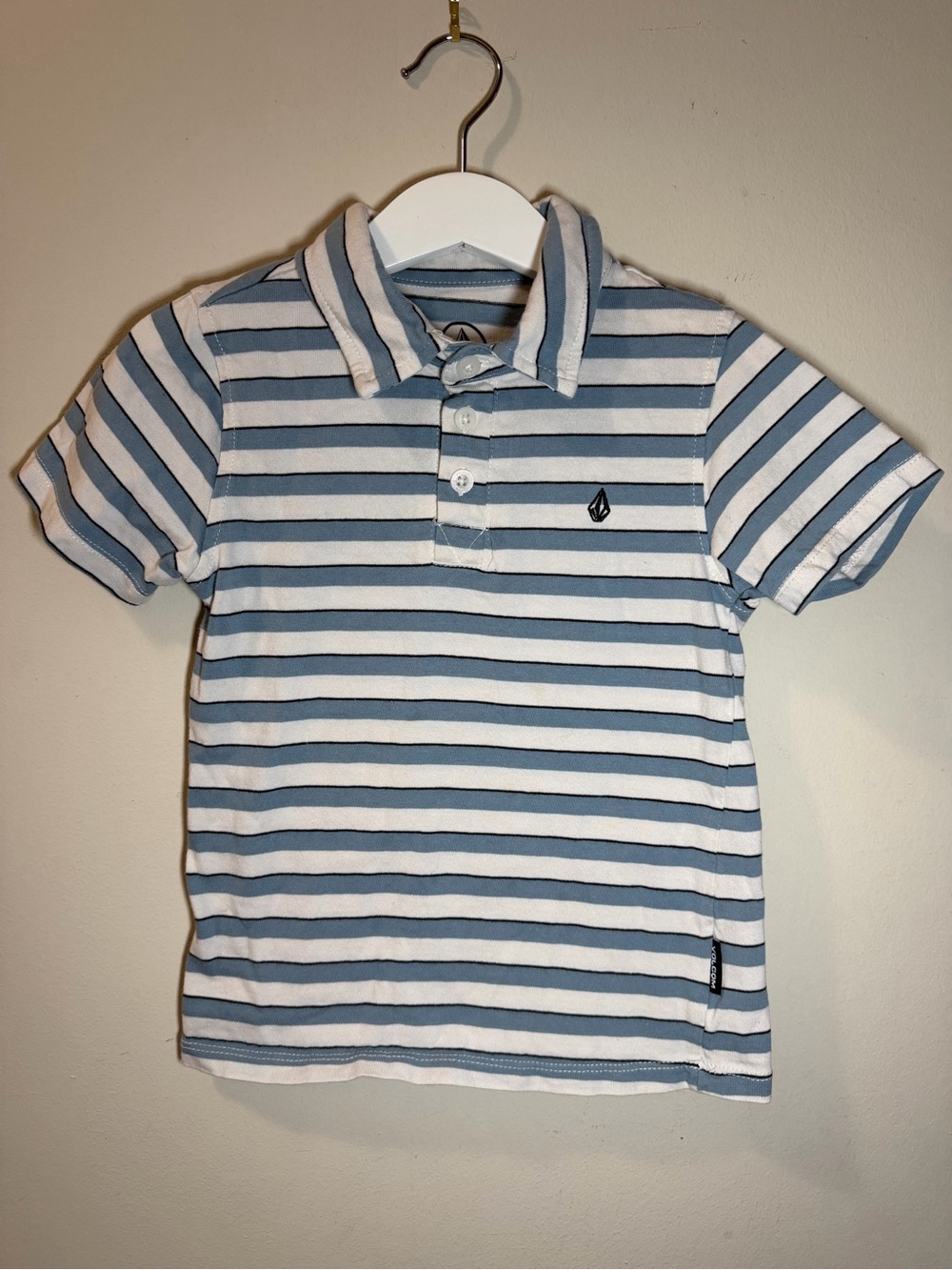Volcom Light Blue & White Striped Polo